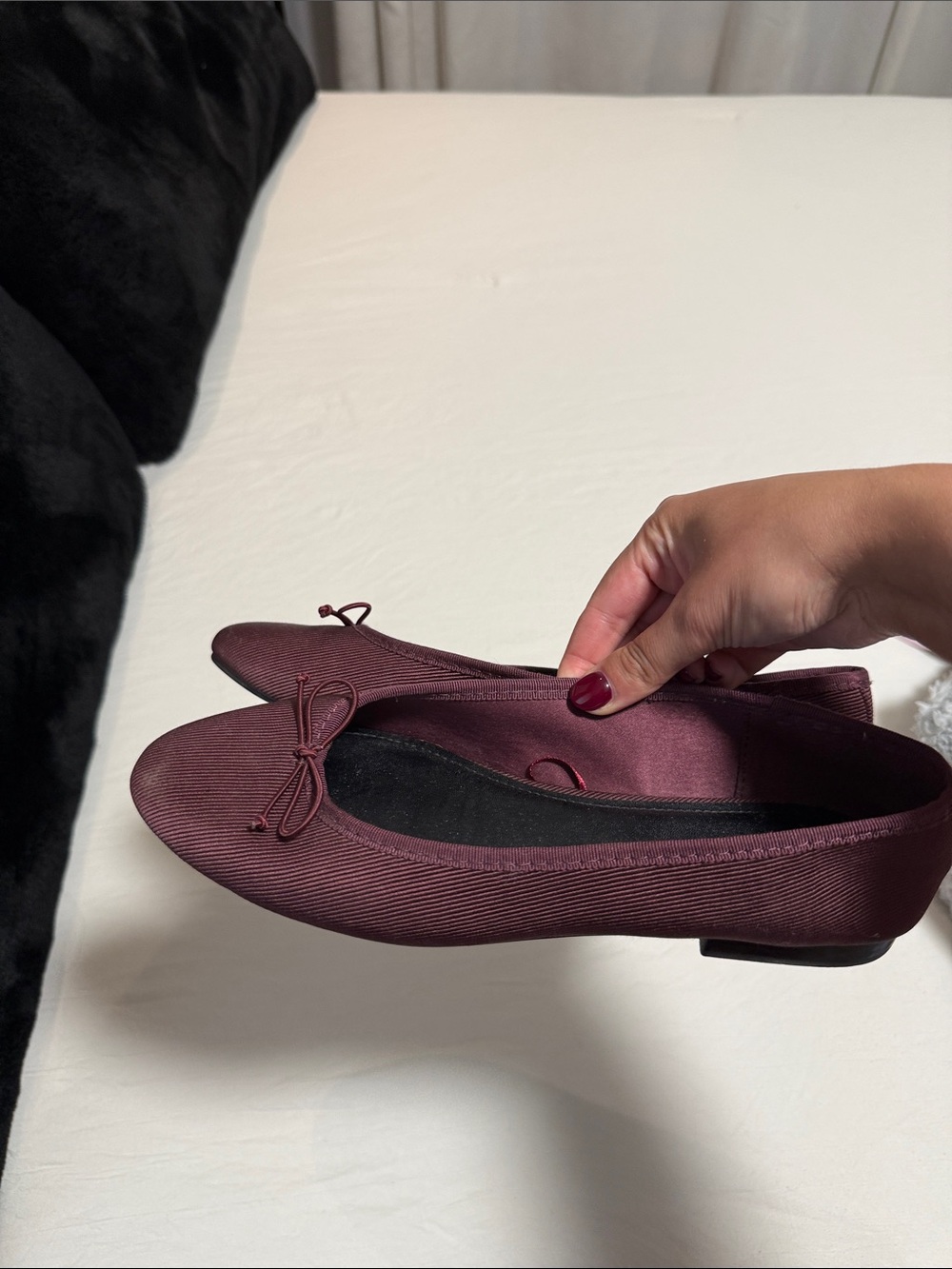 H&M Burgundy Bow Ballet Flats